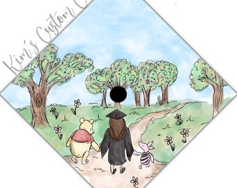 Hunny Bear with Graduate Custom Quote Graduation Cap Topper