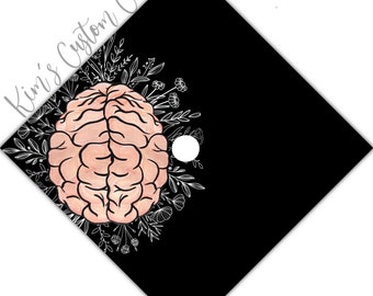 Psychology Brain Printed Custom Quote Graduation Cap Topper