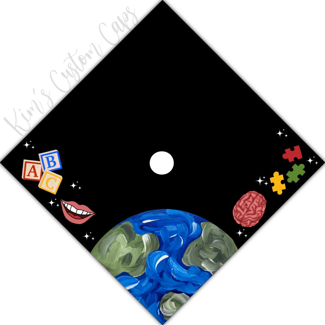 Slp Grad Cap SLP Speech Language Pathologist Printed Graduation Cap Custom Quote Cap ...