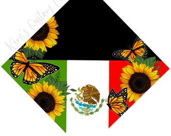 Custom Quote Floral Graduation Cap Topper with Interchangeable Flag