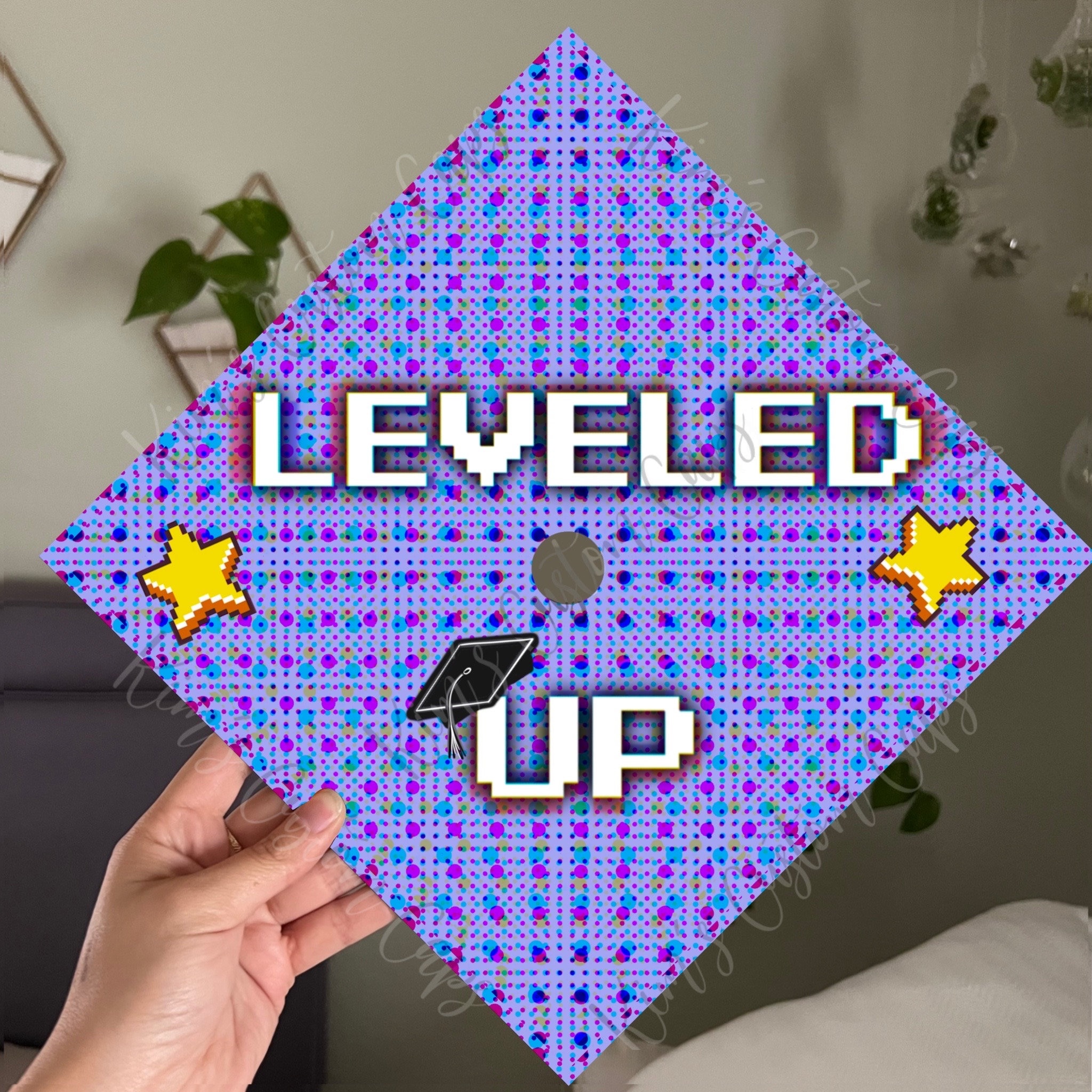 Gaming Grad Cap Video Game Level up Printed Graduation Cap Topper - Etsy