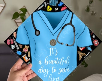Nurse Nursing Student Medical Doctor Graduation Cap Printed Cap Topper