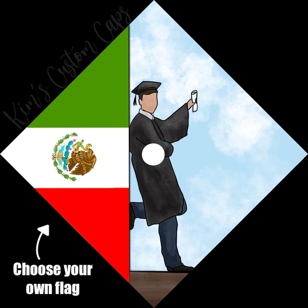 Custom Quote Male Graduate With Flag Graduation Cap Topper (CHOOSE YOUR ...