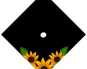 Sunflower Floral Custom Quote Printed Graduation Cap Topper
