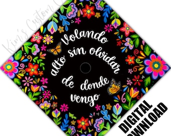 Floral Spanish Graduation Cap Printed Topper DIGITAL DOWNLOAD