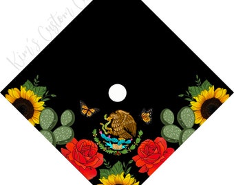 Mexican Flag Printed Custom Quote Graduation Cap Topper