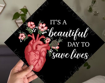 Nurse Nursing Medical Doctor Anatomical Heart Graduation Cap Printed Cap Topper