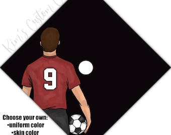 Male Soccer Player Sports Printed Custom Quote Graduation Cap Topper