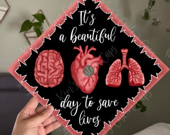 Nurse Nursing Student Medical Doctor Anatomical Brain Heart Lungs Graduation Cap Printed Cap Topper