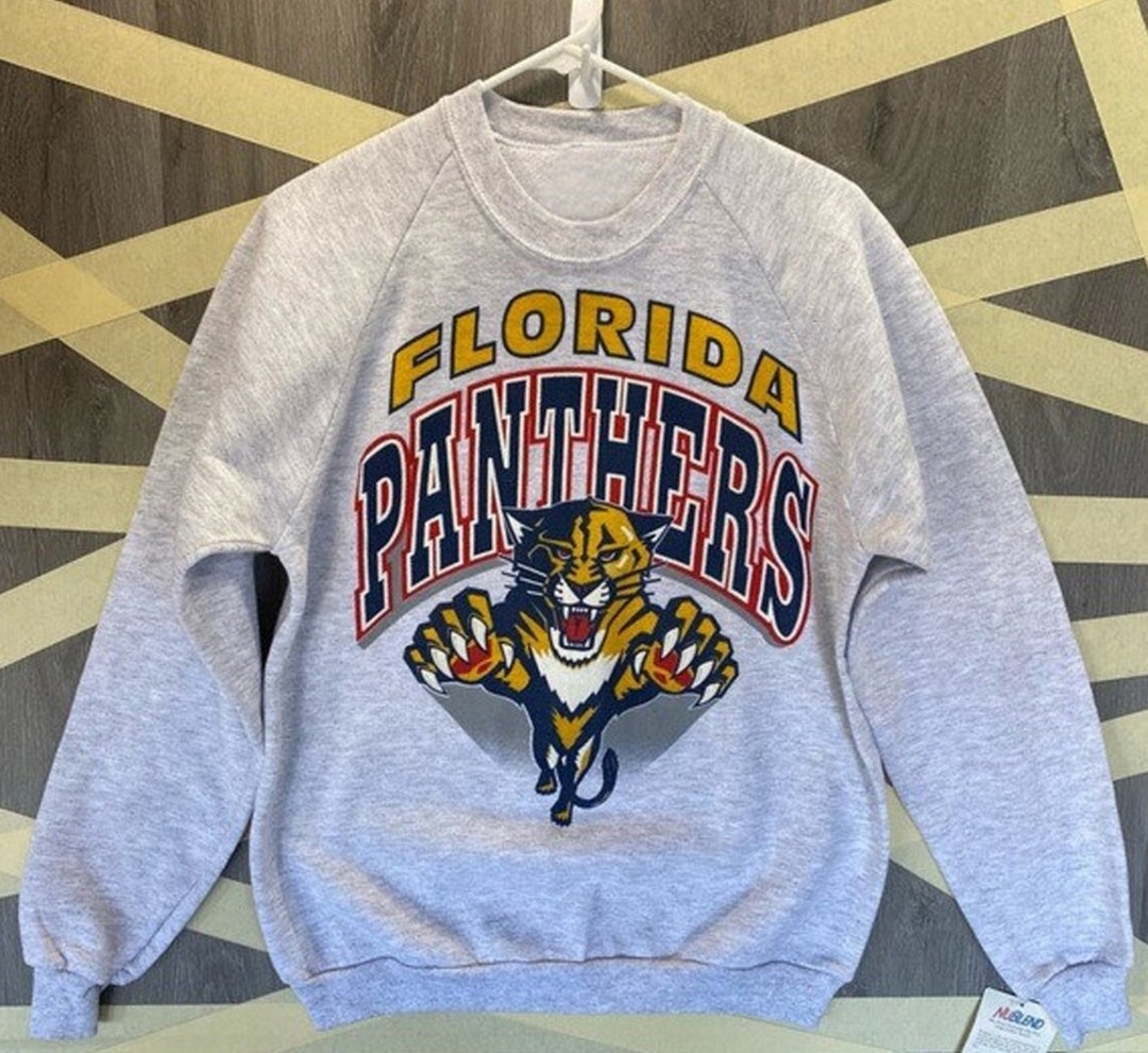 CustomCat Florida Panthers Retro 2000's NHL Crewneck Sweatshirt Red / M