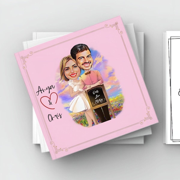 Why I love you book custom couple cartoon,Personalized Our adventure book,Couple caricature romantic book for couples,Marriage proposal gift