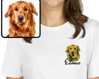 Maglietta personalizzata con ricamo per animali domestici, maglietta con muso di cane, maglietta in cotone con ricamo per animali domestici, regali per animali domestici, maglietta con ritratto di cane personalizzato, maglietta con muso di animale domestico, regalo per mamma di cane