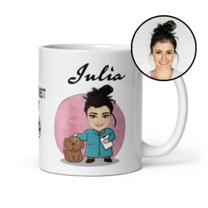 Personalized Veterinarian Mug Graduation gift, Veterinary Graduation Gift, Custom Vet Cartoon mug, Cartoon from Photo, Veterinary medicine