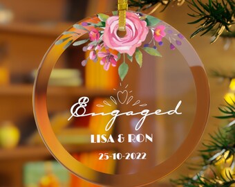 Acrylic Engaged Ornament|Engagement Ornament Gift|Personalized Engagement Gift|Custom glass ornament|Engagement Party Gift|Newly engaged