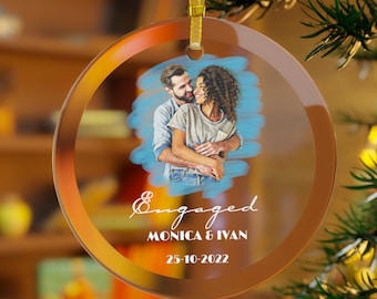 Acryl verlobt Ornament|Verlobung Ornament Geschenk|Personalisiertes Verlobungsgeschenk|Benutzerdefiniertes Foto Ornament|Verlobungsfeier Geschenk|Weihnachtshochzeit