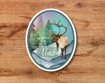 Alaska Caribou Sticker. Waterbottle Sticker. Laptop Sticker