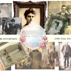 Vintage Photographs, Vintage people Photos Journal Cards Fussy Cuts Journaling Cards Junk Journal Printable Ephemera Labels tags Card Making