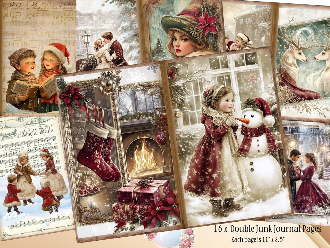 Victorian Christmas Junk Journal Kit, Christmas Printable Papers ...