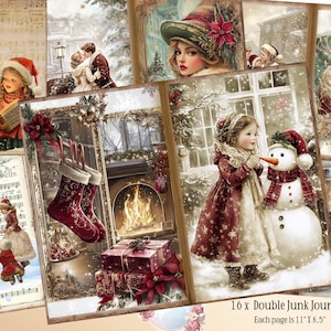 Viktorianische Weihnachten Junk Journal Kit, Weihnachten Junk Journal Seiten Nikolaus Szene Junk Journal Weihnachten Printable Papiere Digitale Collage Sheet