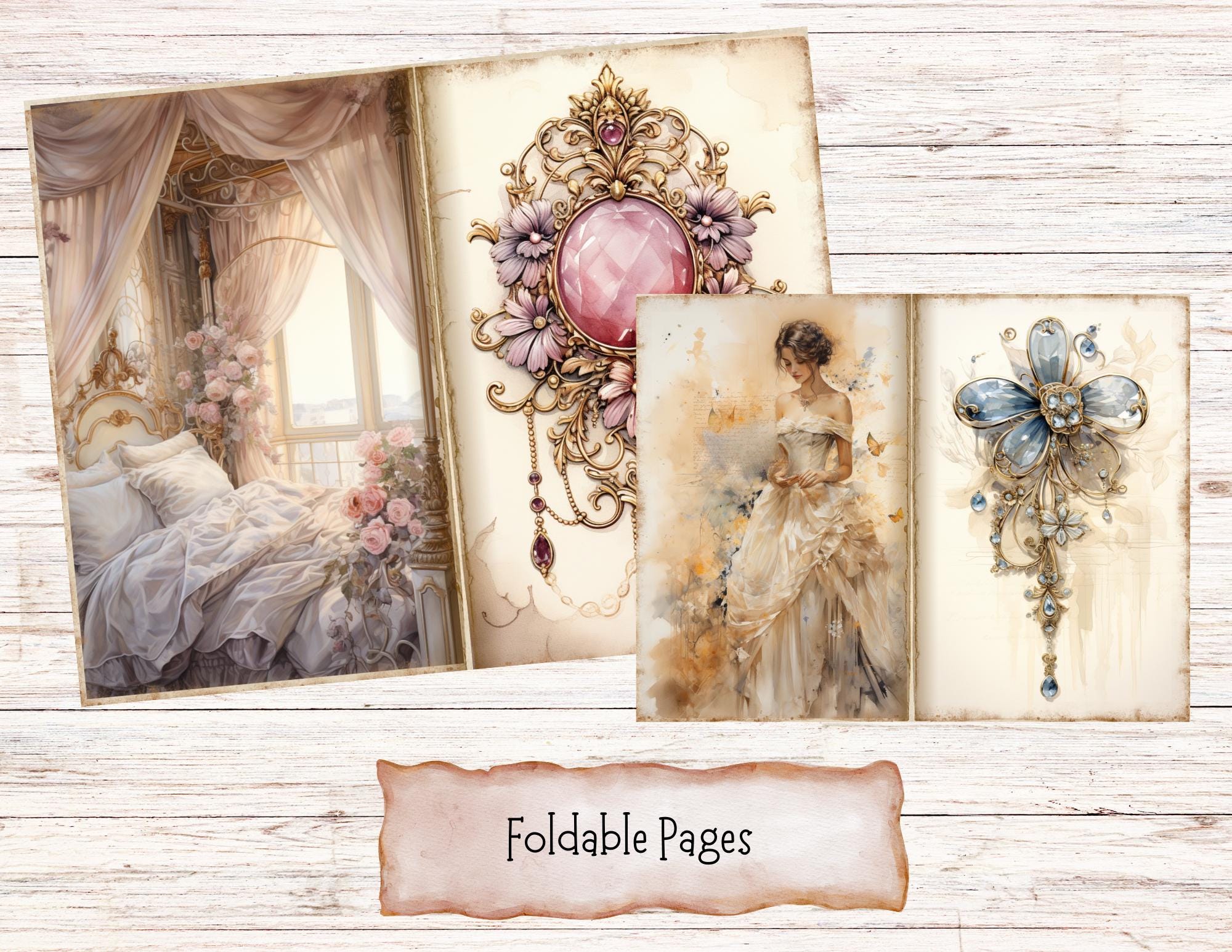 Victorian Women Junk Journal Pages, Ephemera Collage Digital Download ...
