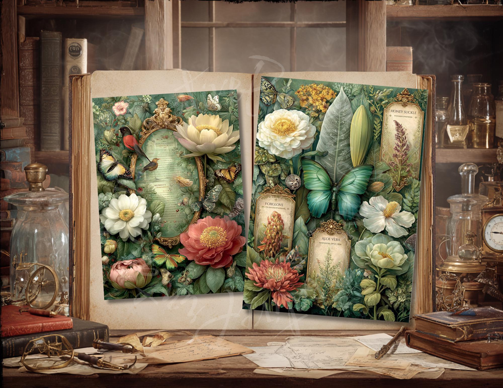 Secret Garden Junk Journal Kit, Collage Printable 25 Single Papers ...