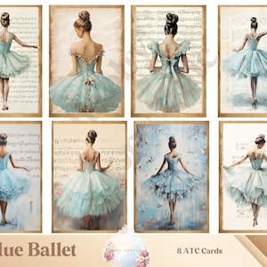 Afdrukbare kaarten ballerina's Junk Journal Ephemera, Tags Scrapbooking, vintage muziekpapier Ballerina Scrapbook Cards for Junk Journal