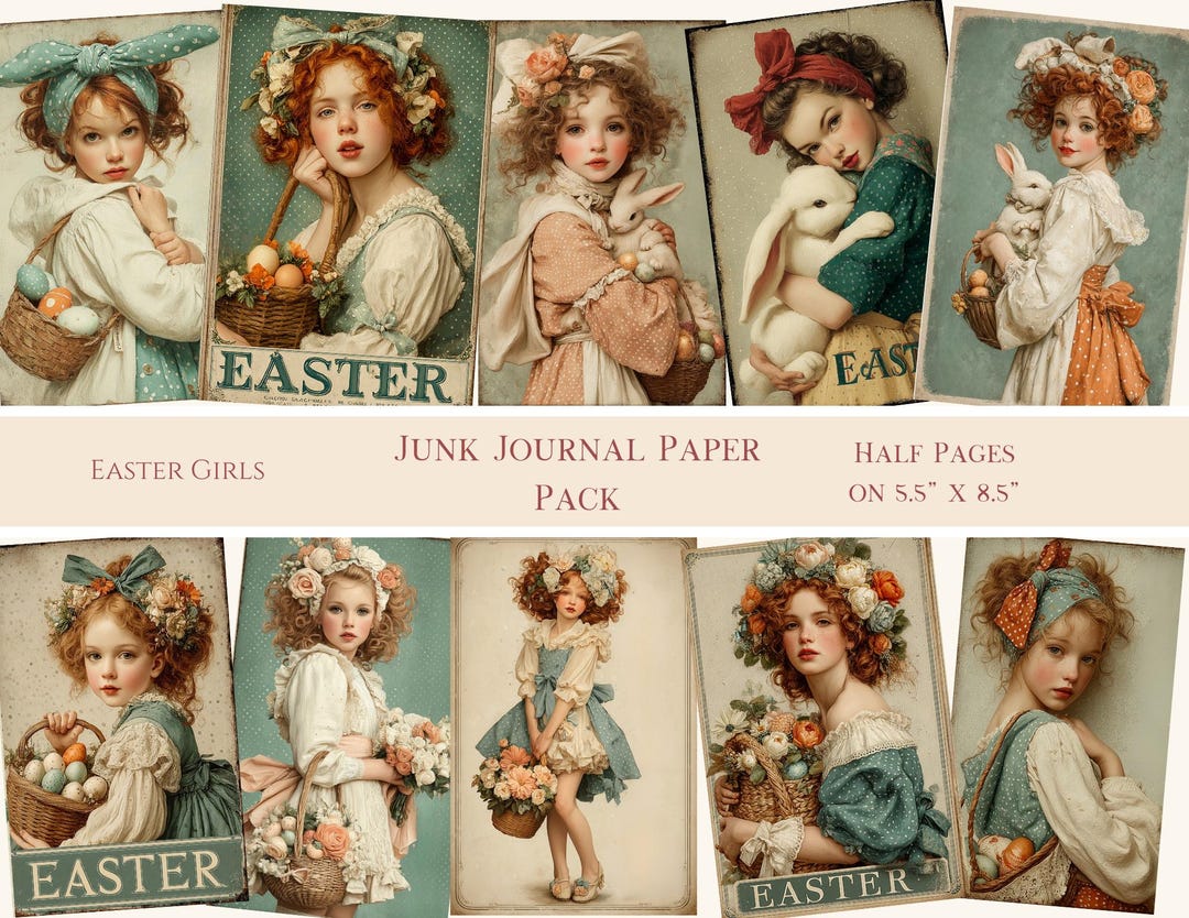 Vintage Easter Junk Journal Pages, Ephemera Collage Sheets Digital ...