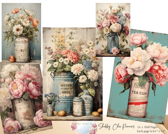 Shabby Chic Retro Cans and Flowers Junk Journal 14 Half