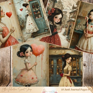 Valentine&#39;s Day Papers Collage Printable Junk Journal, Valentine Junk Journal Kit, Digital Papers Collage sheet, Valentine Digital papers