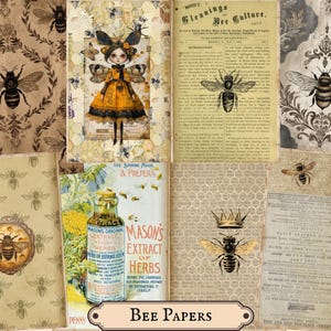 Bees Junk Journal Kit - Over 20 Pages - Digital Download