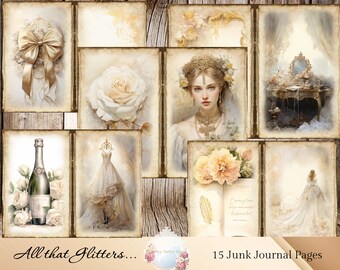 Kit de álbum de recortes para bodas: 15 páginas para álbum de recortes y scrapbooking (papel digital) - Descarga digital