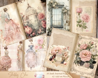 Shabby Chic Junk Journal Pages Kit (Digital Download)