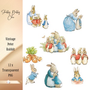 Vintage Peter Rabbit Clipart 15 x Peter Rabbit Digital Download vintage Peter Rabbit Clip art, pépinière déco Junk Journal, Peter Rabbit PNG