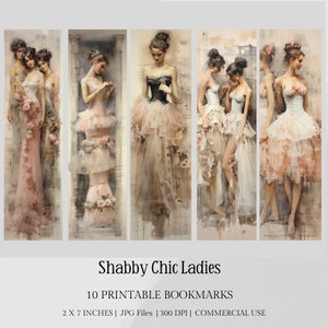 10 Marcadores de libros de estilo victoriano Shabby Chic, Marcadores de libros para imprimir de mujeres, Marcadores Shabby Chic, Efímeras Shabby Chic, Cortes recargados Shabby Chic