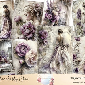 Pages de journal indésirable Shabby Chic, vintage kit de journal indésirable Shabby Chic, collage vintage Shabby Chic éphémère femmes victoriennes, éphémères vintage