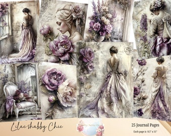 Shabby Chic Junk Journal Pages, Vintage Shabby Chic Junk Journal Kit, Vintage Collage Shabby Chic Ephemera Victorian Women, Vintage Ephemera