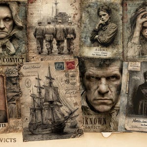 Seiten aus dem Junk-Journal von Sträflingen, Vintage-Grunge-Fotografien – Digitaler Download