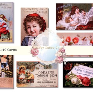 7 cards Junk Journaling supplies, ATC Cards Digital Paper, Printable Journaling Cards, Instant Download Card Making Ephemera 7 Vintage Cards