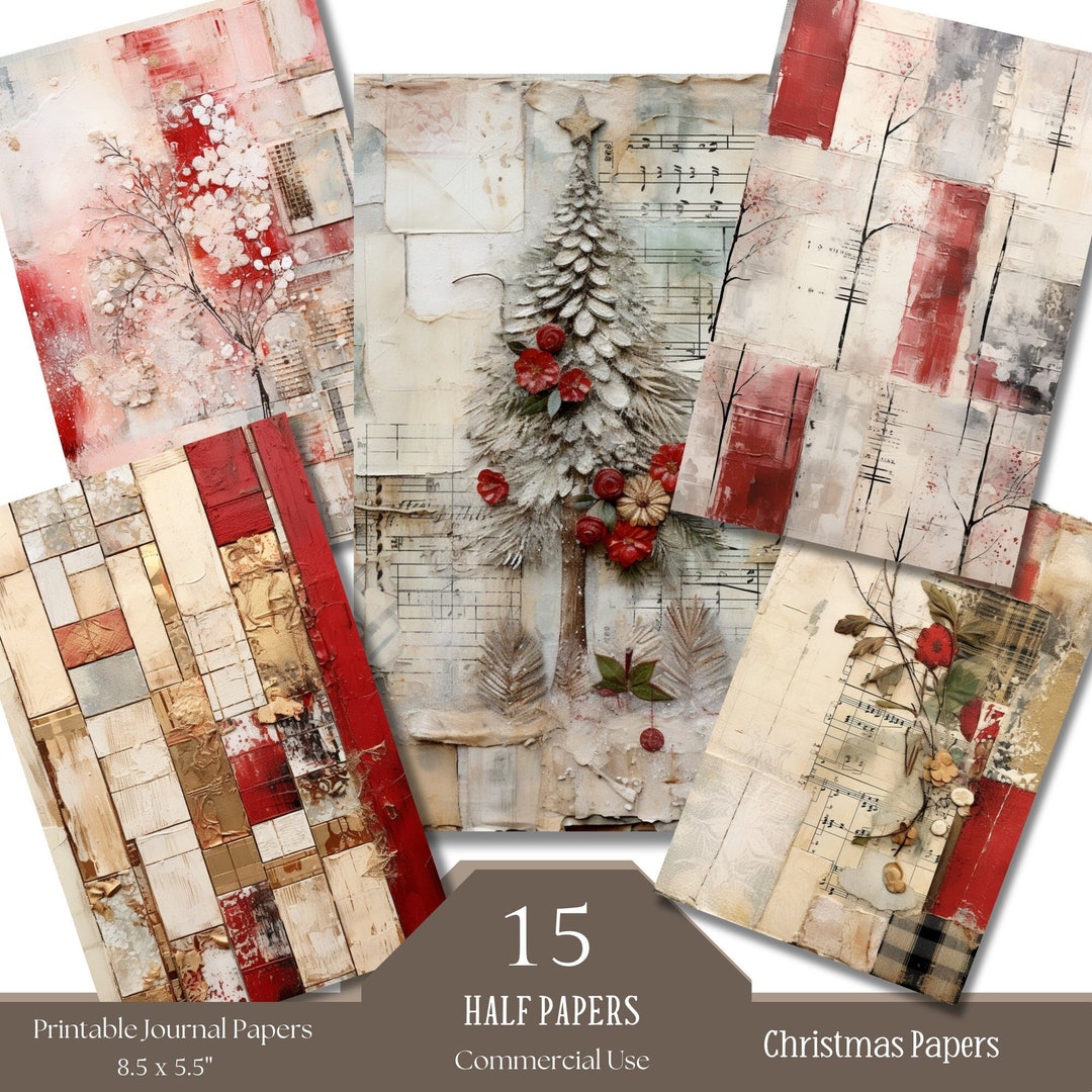 Christmas Junk Journal Pages, Paper Collage Printable Forest Junk ...