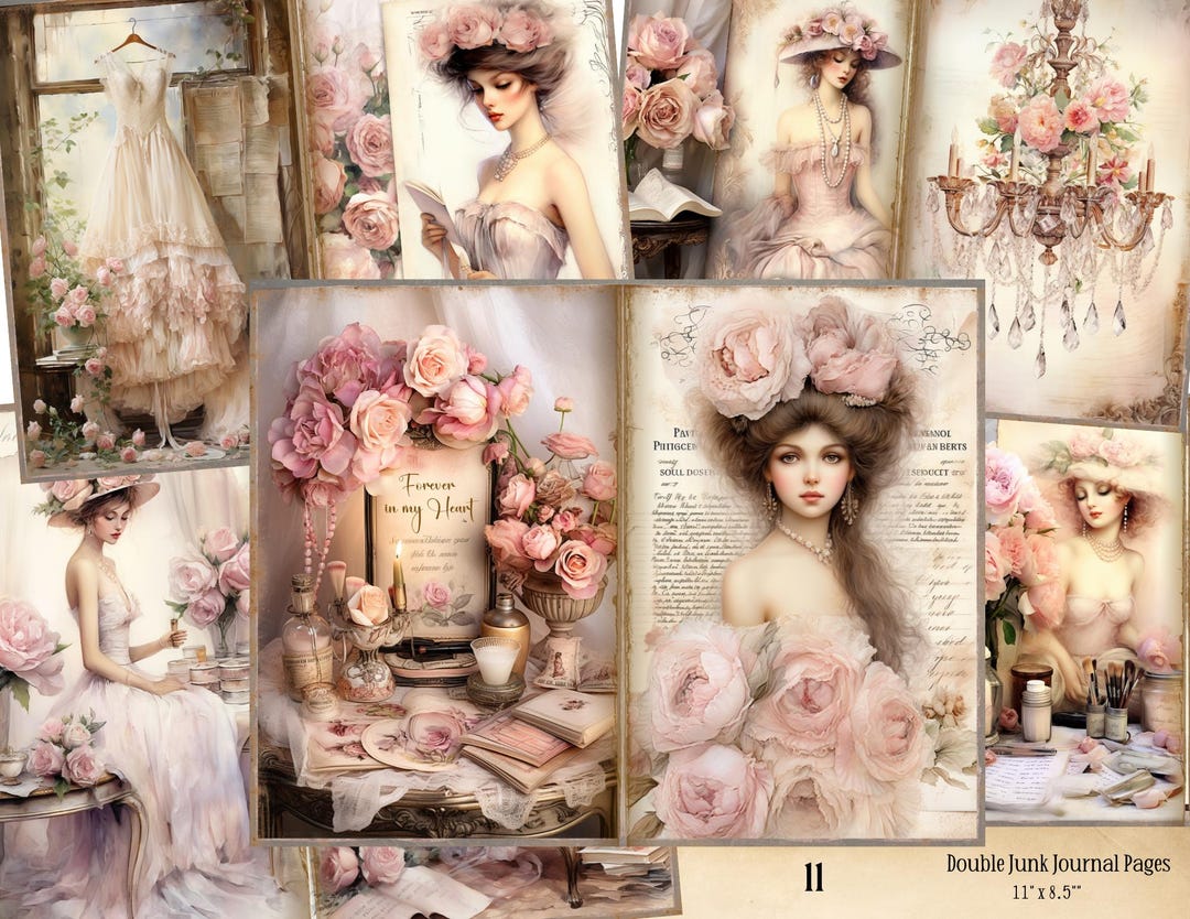 Victorian Junk Journal Pages, Shabby Chic Digital Paper, Printable ...