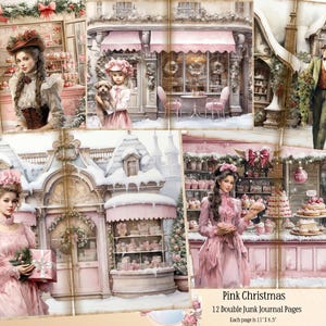 Pink Christmas junk journal page, Vintage Christmas Junk Journal, Christmas Junk Journal, Christmas Ephemera, Christmas Fussy Cuts,