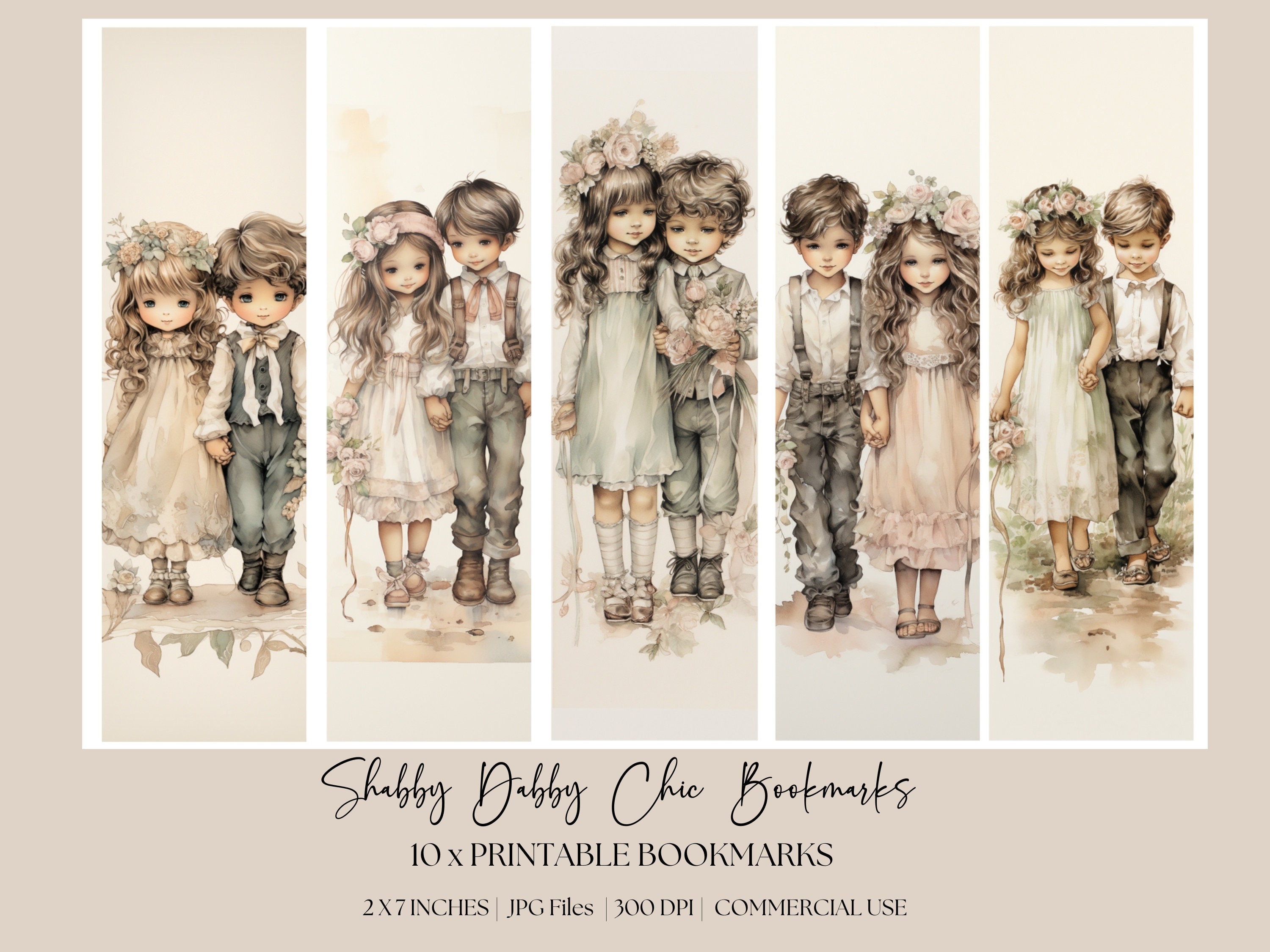 10 Victorian Children Bookmarks, Vintage Printable Bookmarks, Cute ...
