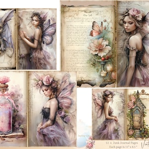 Kit de carnets féeriques à imprimer collage, kit numérique fées, carnet de fées en papier carnet papillons indésirables fées papiers numériques