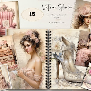 Viktorianische Damen Junk Journal Seiten, Viktorianische Frauen Junk Journal, Viktorianische Collage Sheet, Viktorianische Ephemera, Digital Scrapbook Papier Kit.