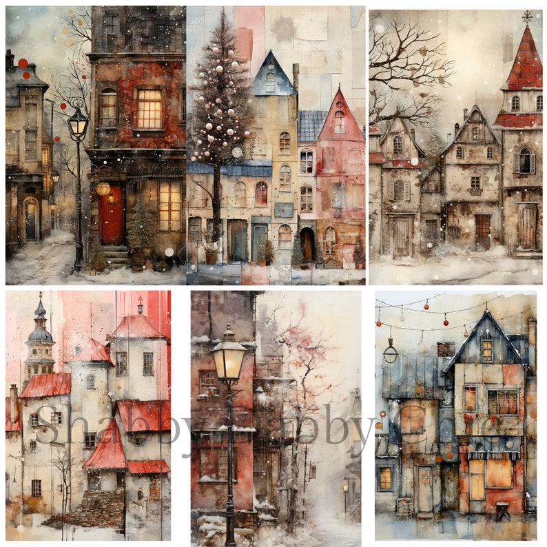 Christmas Junk Journal Paper Collage Printable Junk Journal Half Papers, Scrapbook Images Greeting Card Christmas Ephemera Digital Download image 4
