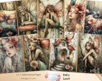 Fairy Forest Junk Journal, Fairies, Ephemera, Tags, Cards, Bookmarks, Fairies, Fairy ephemera, Fairy Digital Papers scrapbooking, Fairies