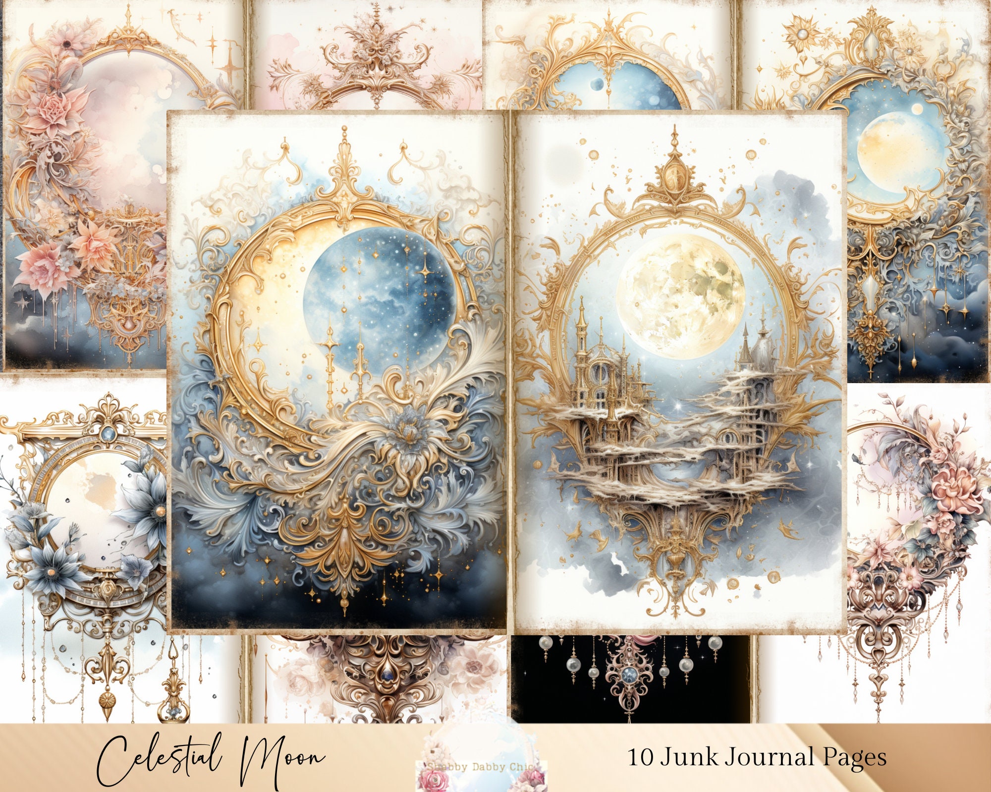20 Piece Celestial Themed Journal Cards, Atc's, Art Cards, Celestial Journal,  Scrapbook Kit, Junk Journal, Vintage, Cardmaking, Collage 