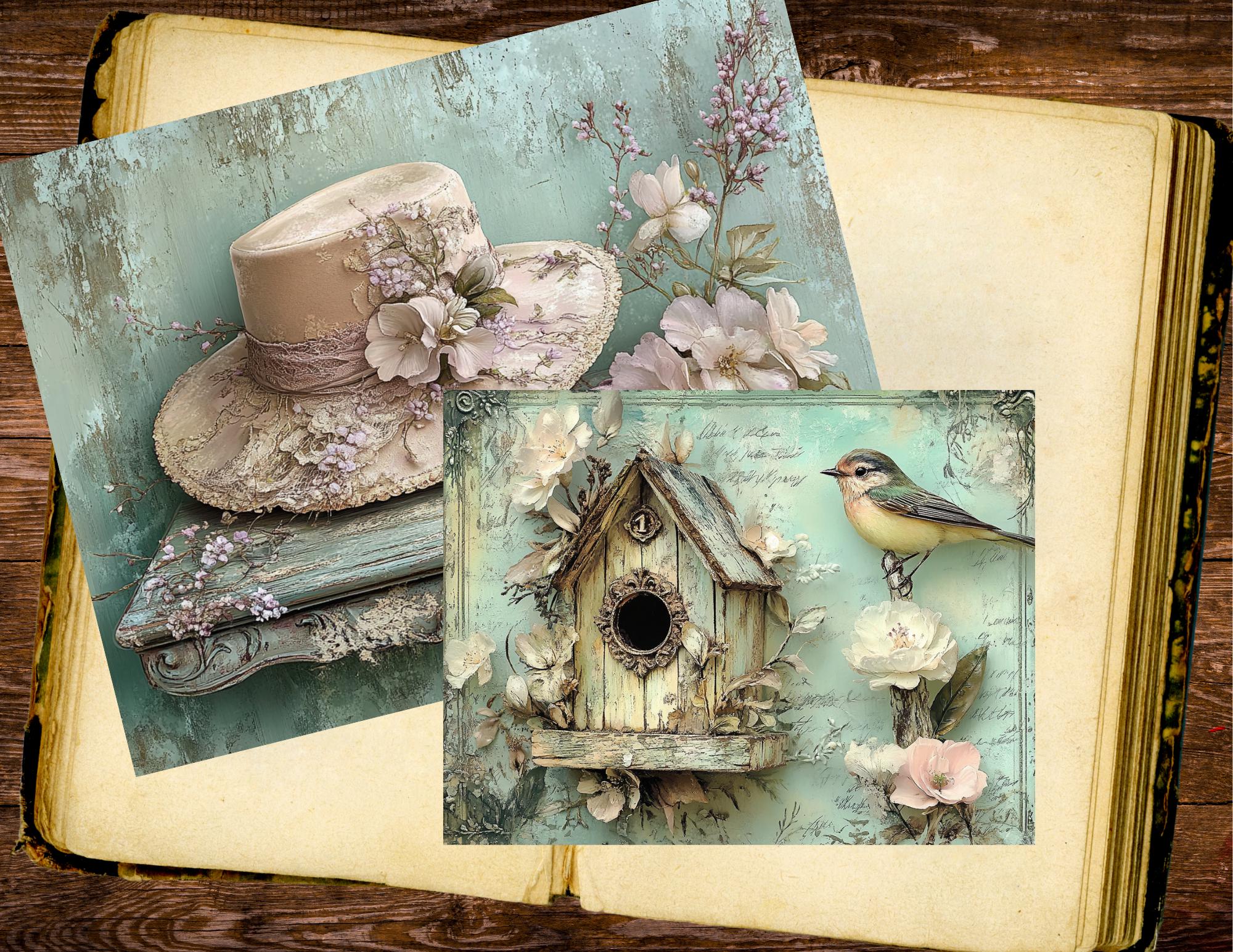 French Country Cottage Junk Journal Papers Vintage Printable Floral ...