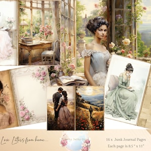 Páginas de diario basura de mujeres victorianas, diario basura de amor, hoja de collage victoriano, efímeras victorianas, efímeras de amor, papeles digitales victorianos.