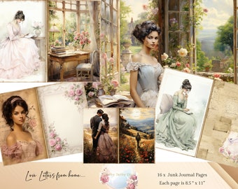 Victorian Women Junk Journal Pages, Vintage Ephemera Collage Sheet - Digital Download